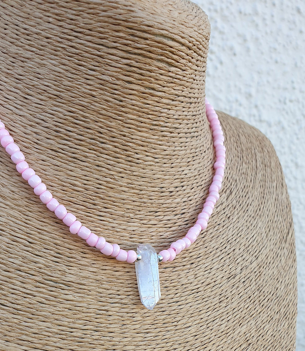 Thumbnail: Angel Aura Quartz necklace LIGHT PINK 