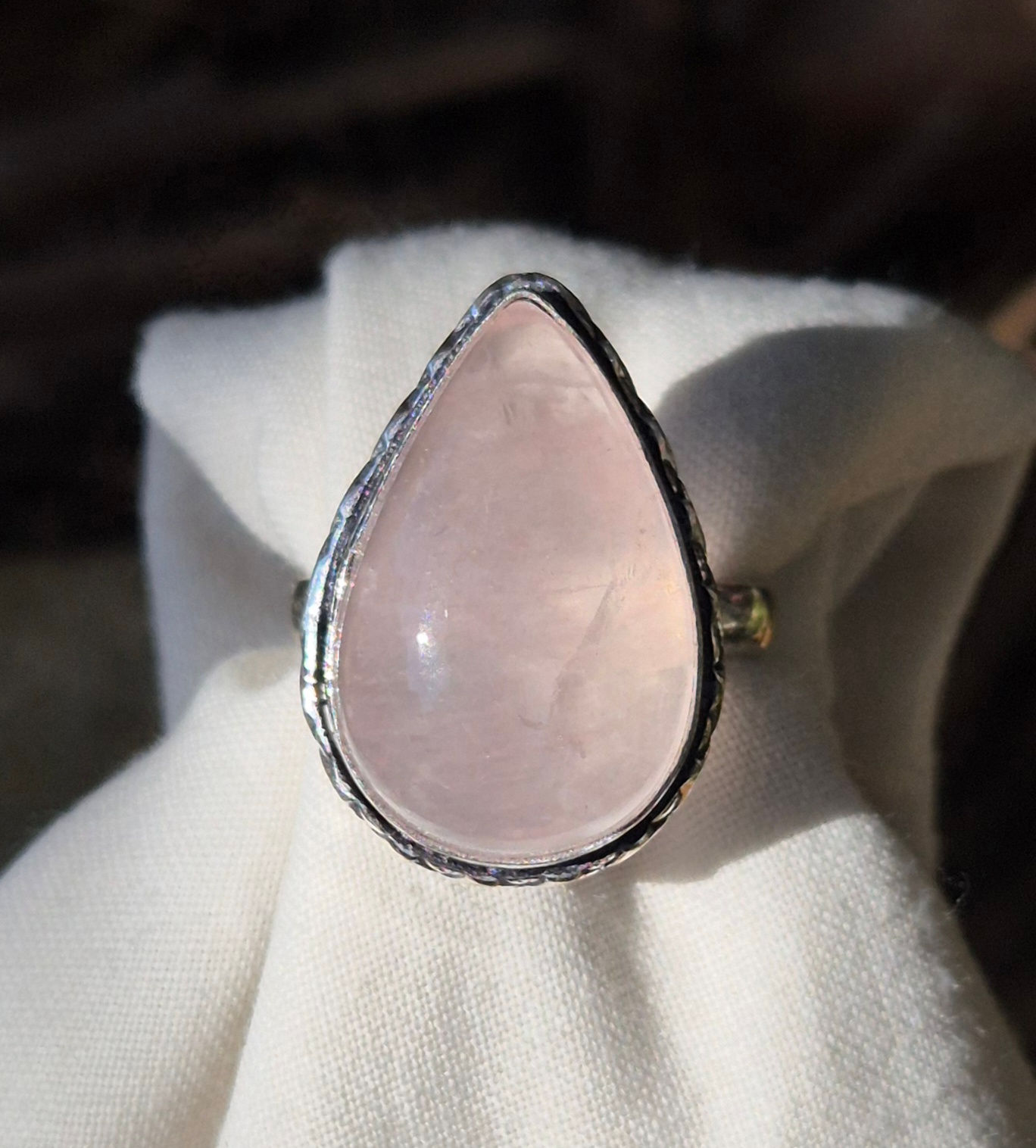 Rose Quartz Ring Size Q