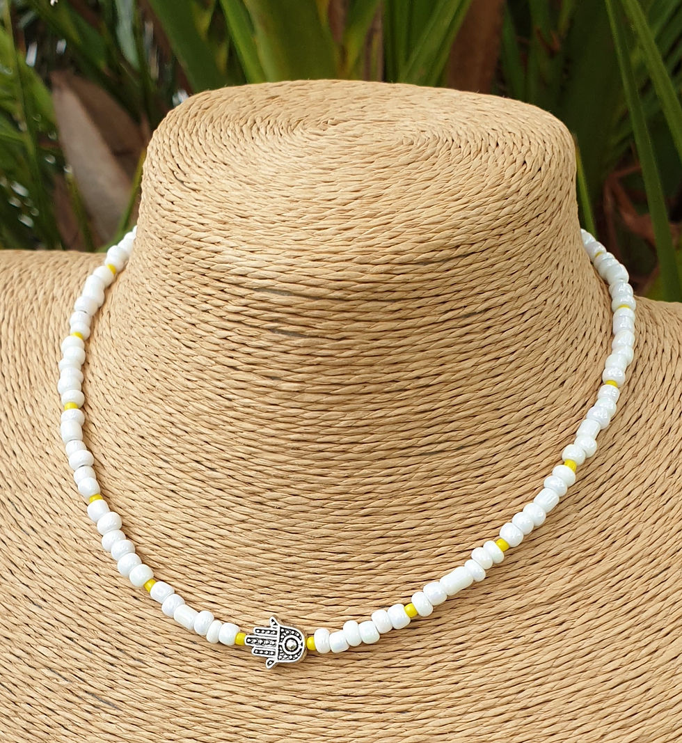 Thumbnail: Hamsa necklace YELLOW