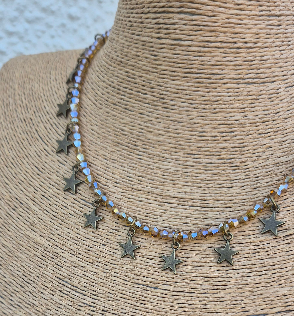 Thumbnail: Glass Crystal Star charm Necklace BRONZE