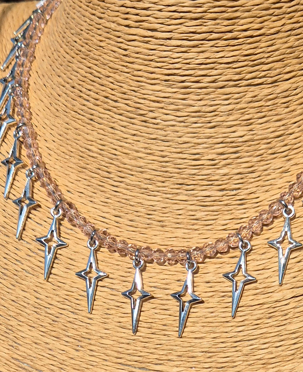 Thumbnail: Glass Crystal Star charm Necklace Choker SILVER