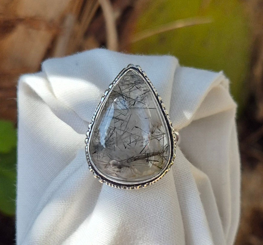 Thumbnail: Tourmaline Quartz Ring Size O