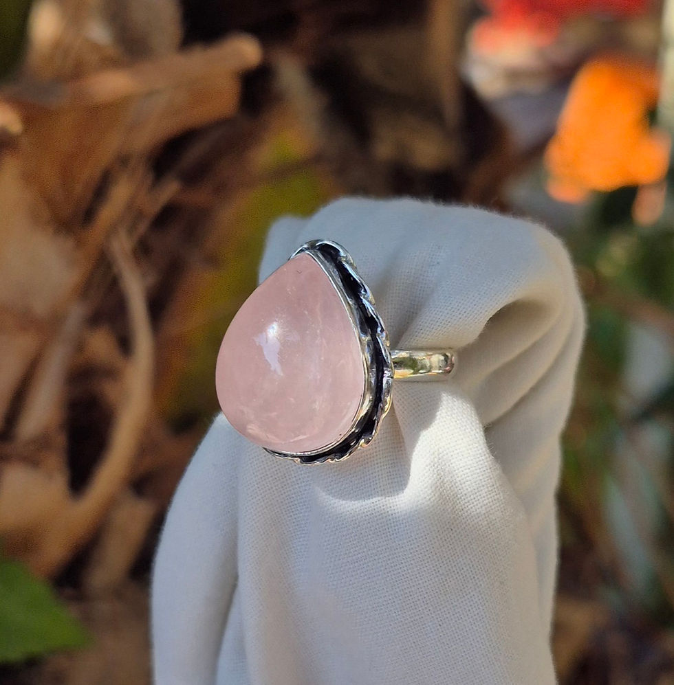 Thumbnail: Rose Quartz Ring Size Q