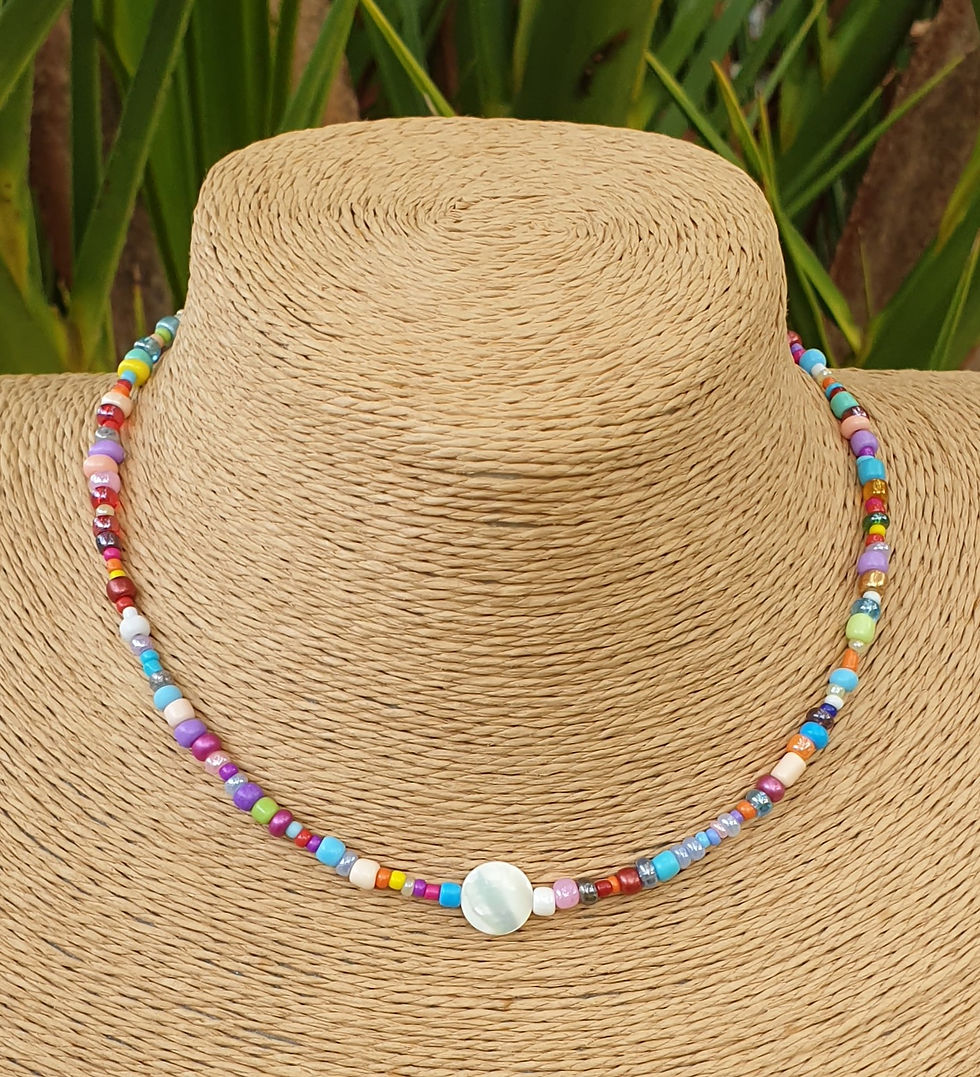 Thumbnail: Mother of Pearl Rainbow Necklace Choker 
