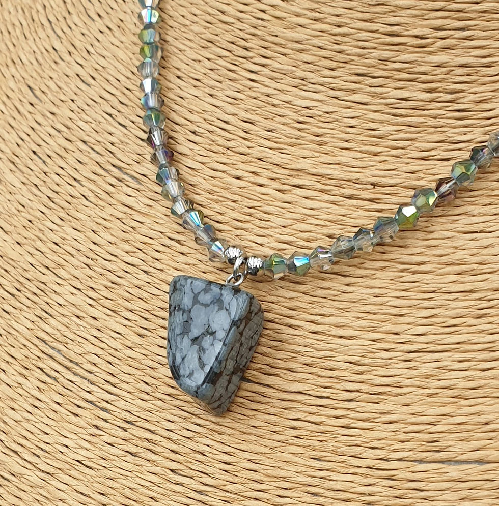 Thumbnail: Snowflake Obsidian necklace 