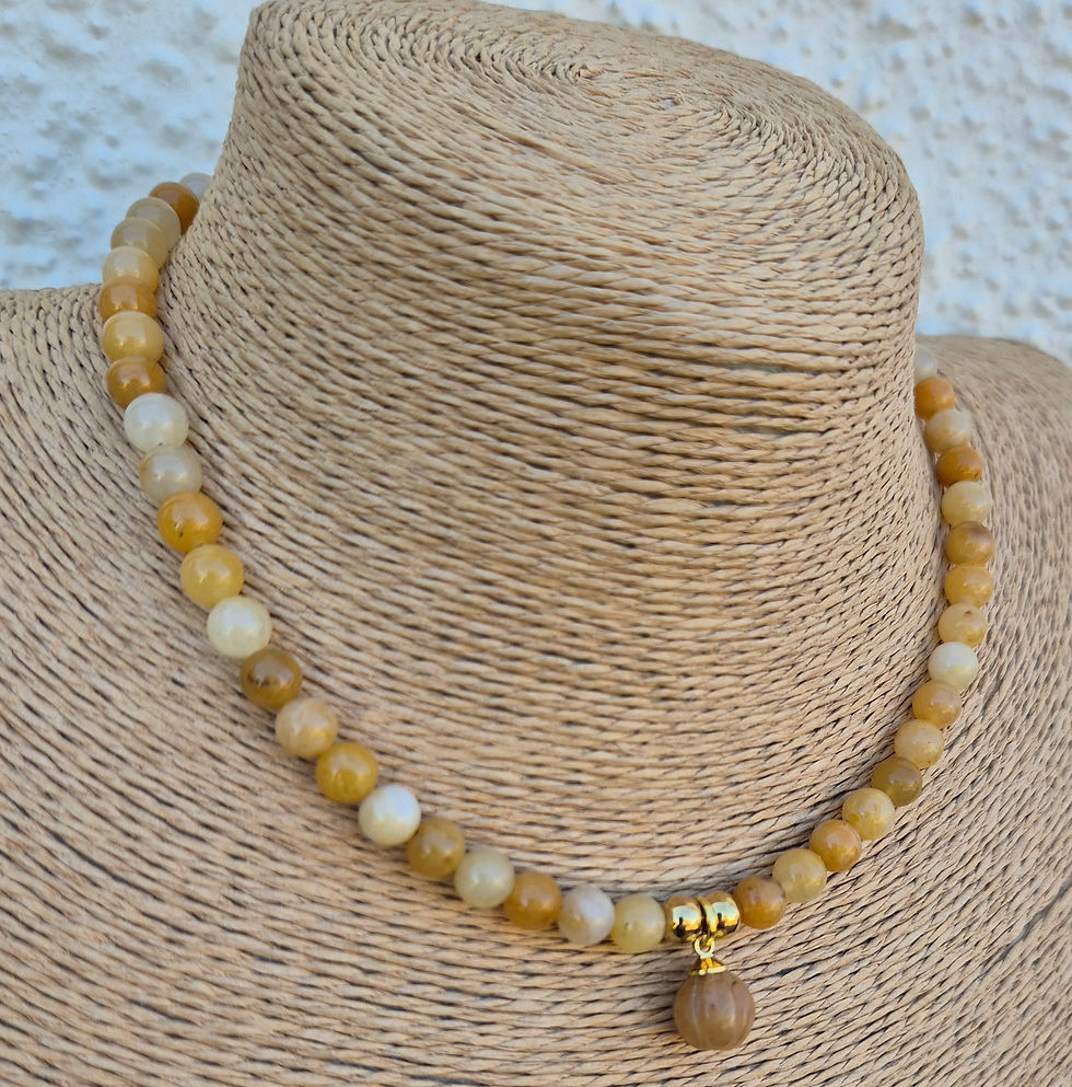Thumbnail: Yellow Jade Pumpkin Necklace Halloween 