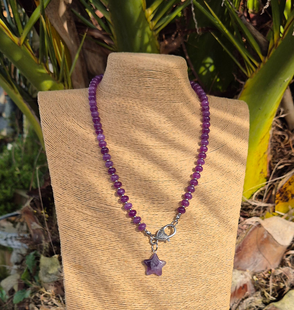 Thumbnail: Amethyst Star Necklace LONG ~ SILVER 