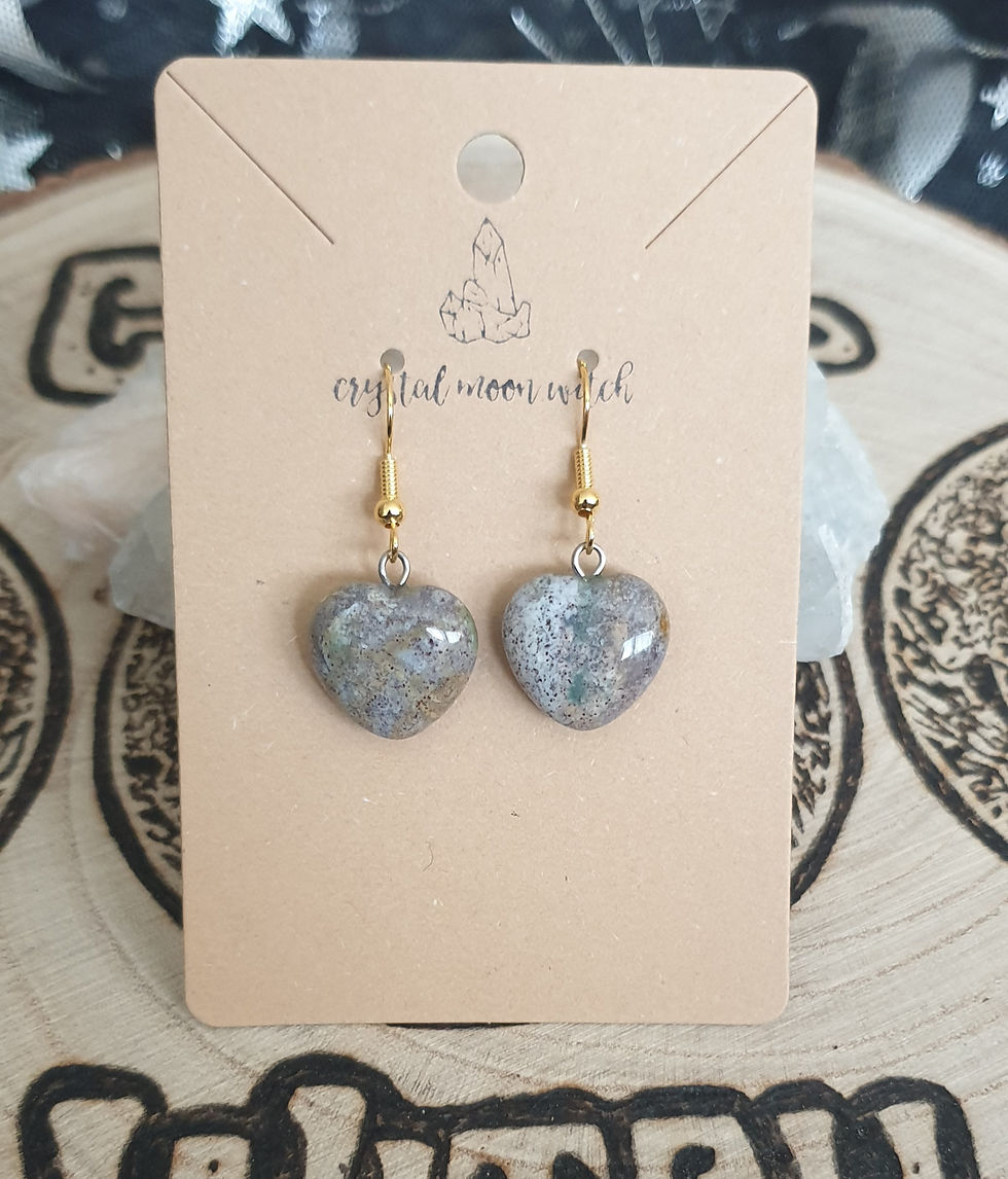Thumbnail: Moss Agate heart earings 