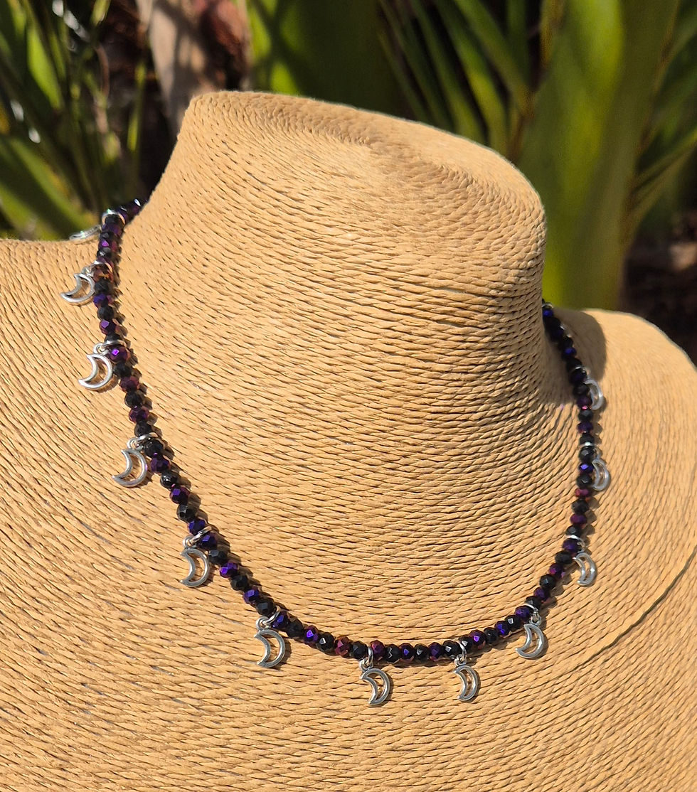 Thumbnail: Glass Crystal Moon charm Necklace 