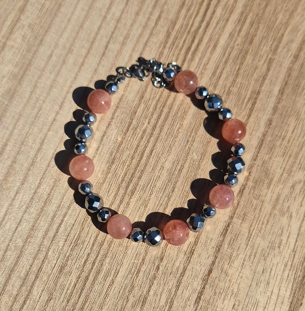 Thumbnail: Sunstone Hematite Bracelet ~ SILVER 