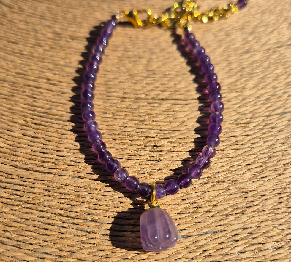 Thumbnail: Amethyst pumpkin Bracelet Halloween ~ GOLD
