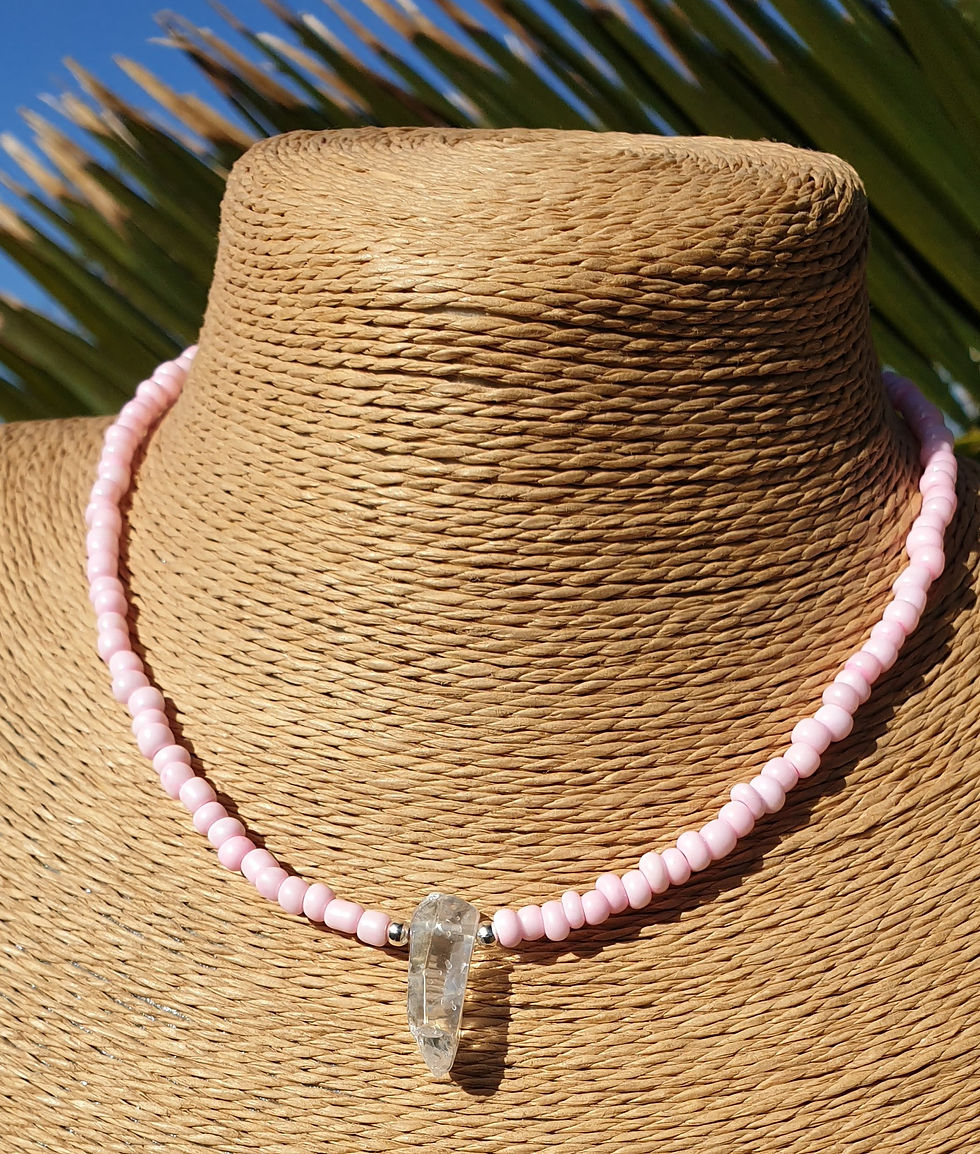 Thumbnail: Angel Aura Quartz necklace LIGHT PINK