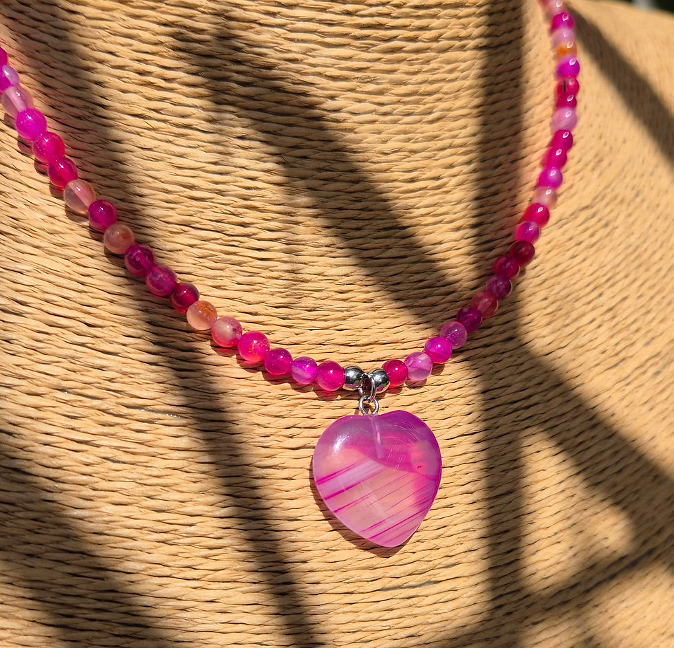Thumbnail: Pink Agate heart Necklace 