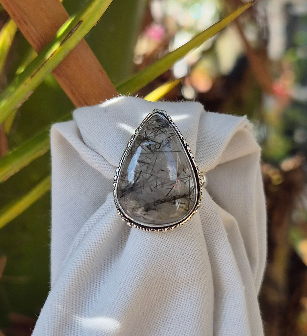 Thumbnail: Tourmaline Quartz Ring Size O
