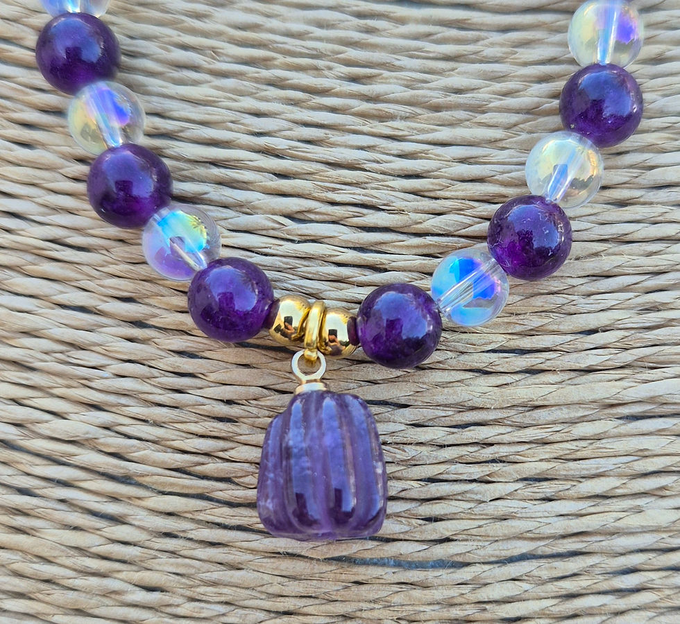 Thumbnail: Amethyst pumpkin Bracelet Halloween ~ GOLD 