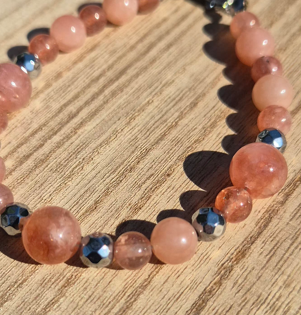 Thumbnail: Sunstone Hematite Bracelet ~ SILVER 