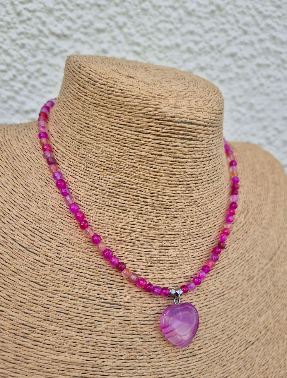Thumbnail: Pink Agate heart Necklace 