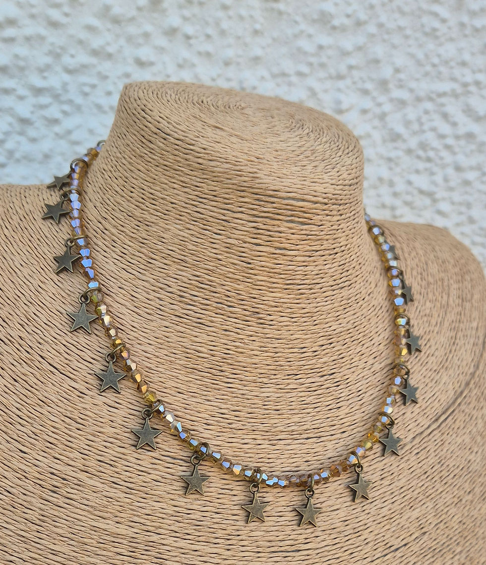 Thumbnail: Glass Crystal Star charm Necklace BRONZE