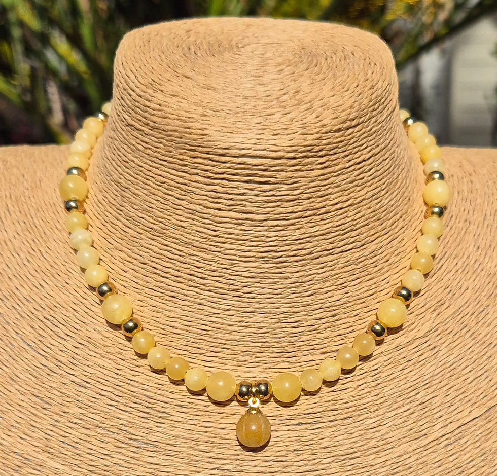 Thumbnail: Yellow Jade Pumpkin Necklace Halloween 
