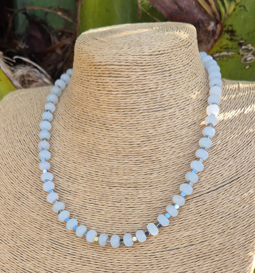 Thumbnail: White Jade Necklace ~ SILVER 