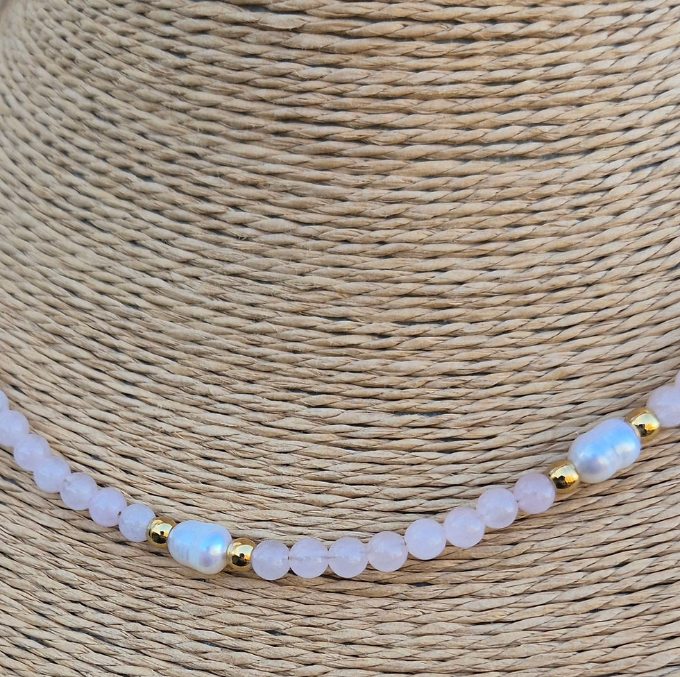 Thumbnail: Rose Quartz Freshwater Pearl Necklace 