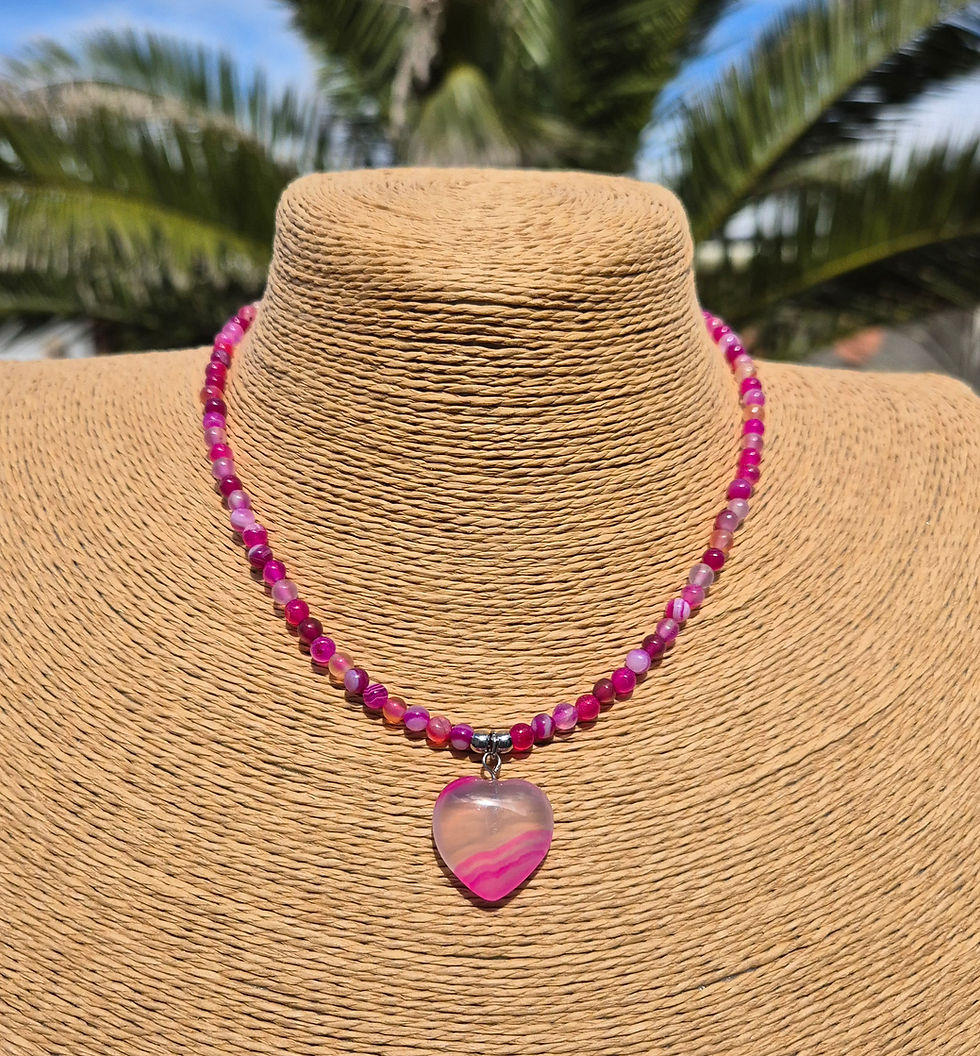 Thumbnail: Pink Agate heart Necklace 