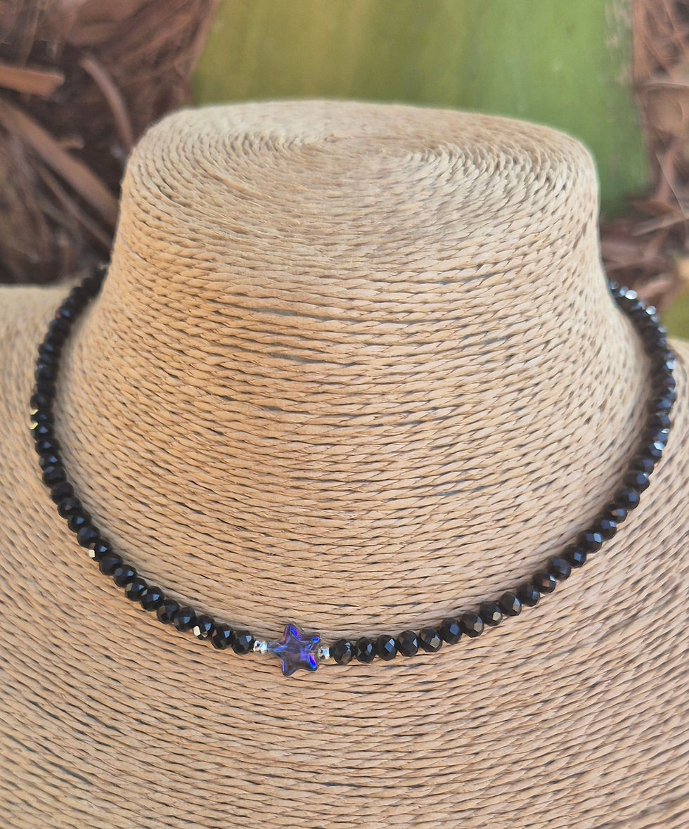 Thumbnail: Glass Crystal Star Necklace Choker 