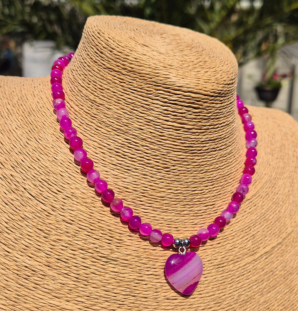 Thumbnail: Pink Agate heart Necklace 