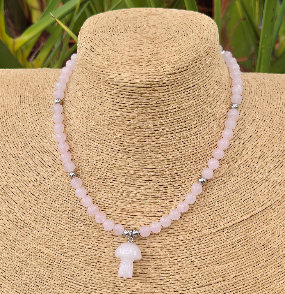 Thumbnail: Rose Quartz Mushroom Necklace 