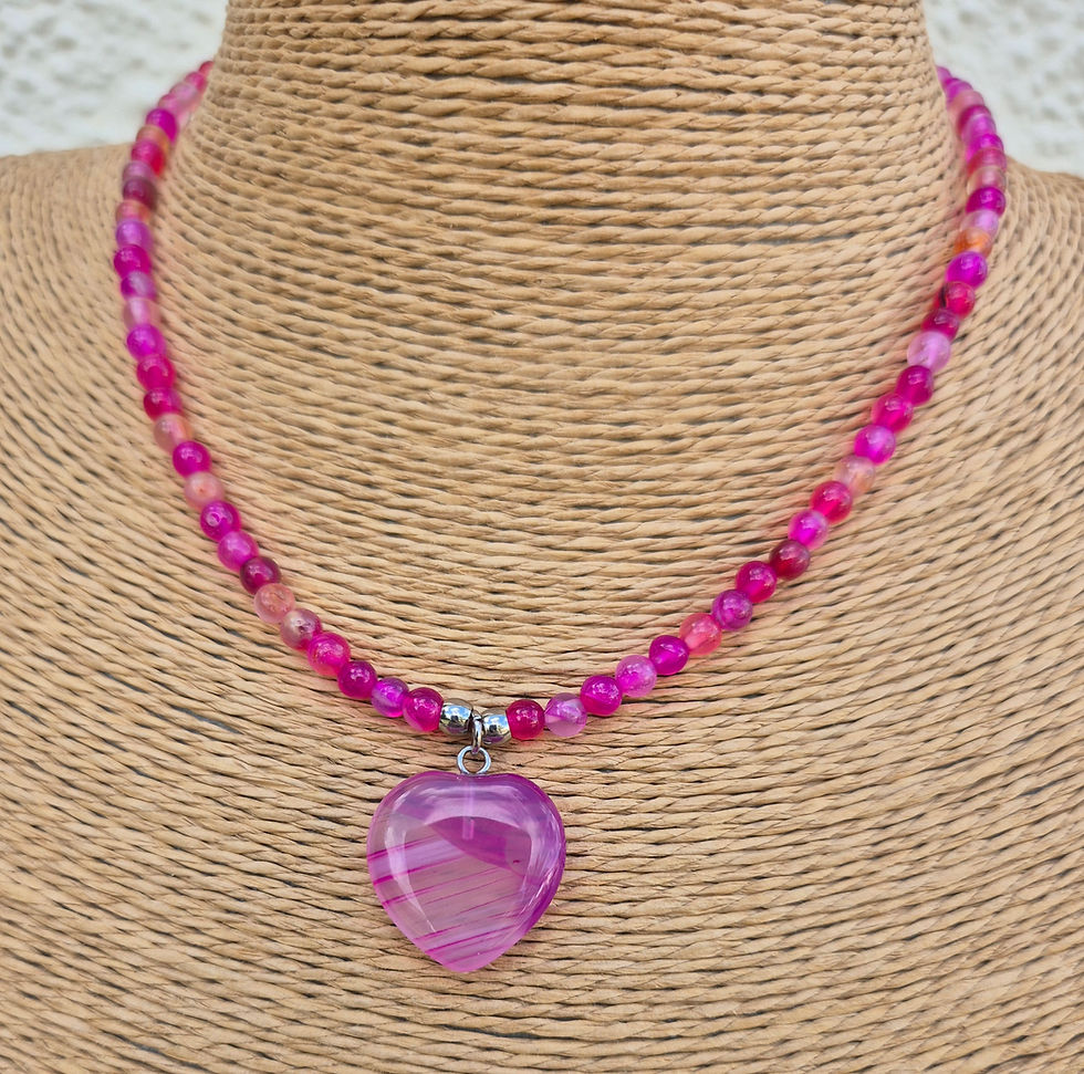 Thumbnail: Pink Agate heart Necklace 