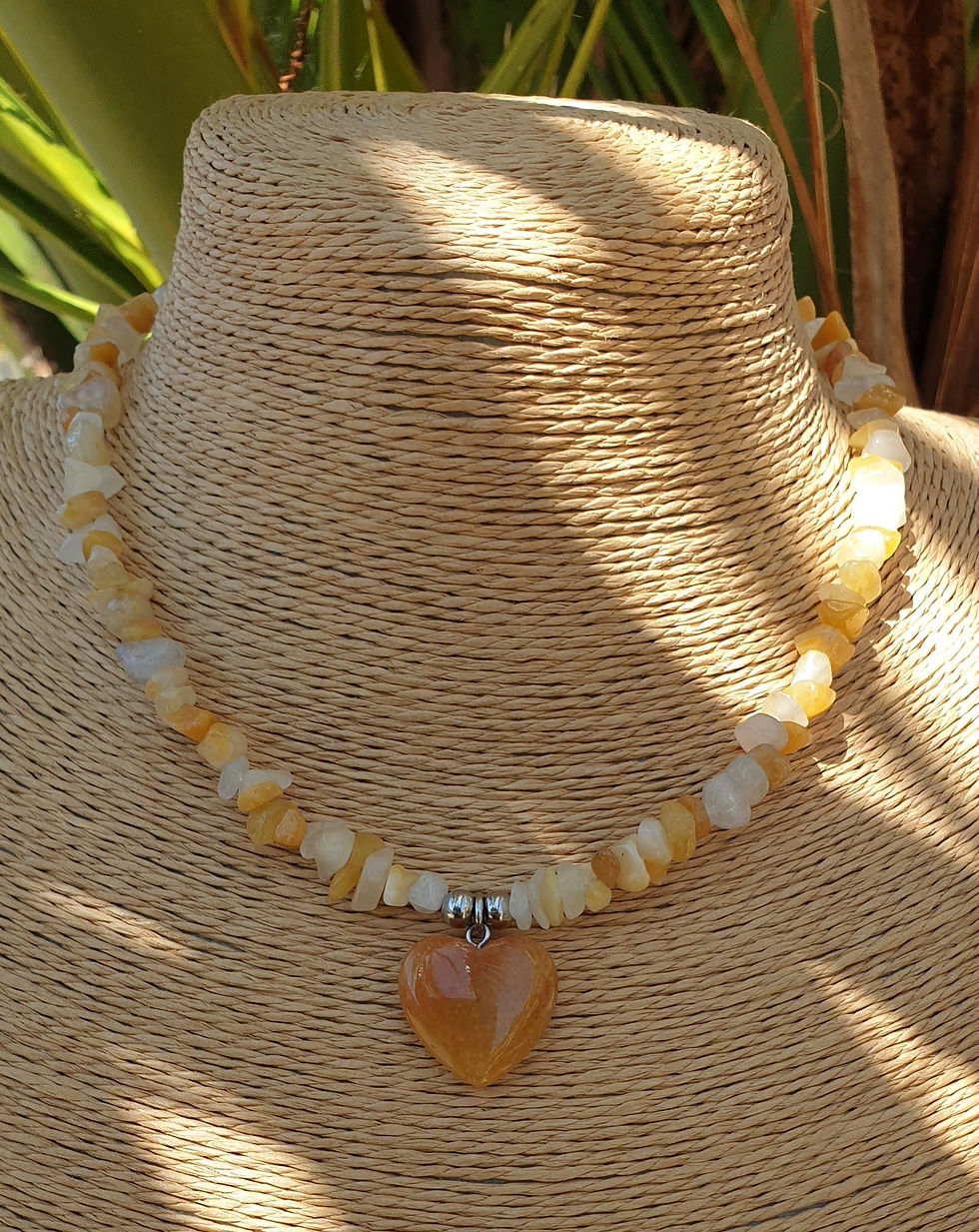Thumbnail: Yellow Honey Jade heart necklace 