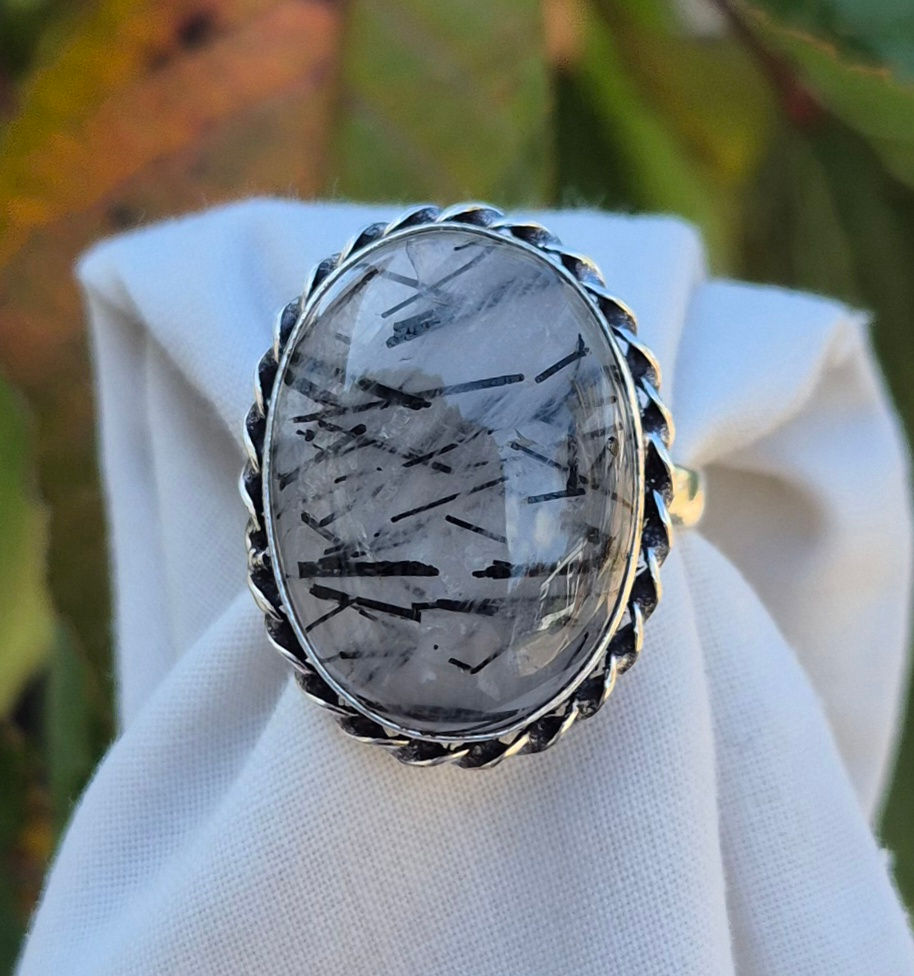 Thumbnail: Tourmaline Quartz Ring Size V