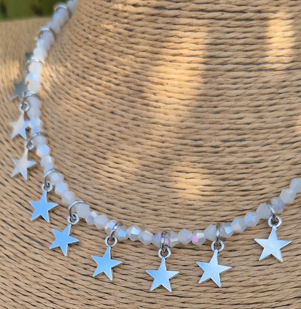 Thumbnail: Glass Crystal Star charm Necklace SILVER 