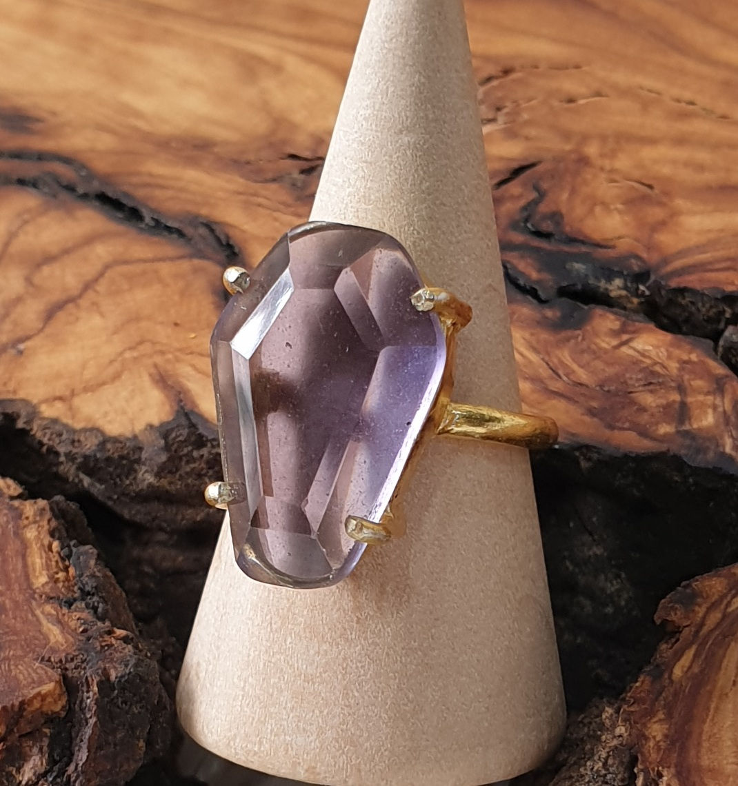 Amethyst coffin ring size M