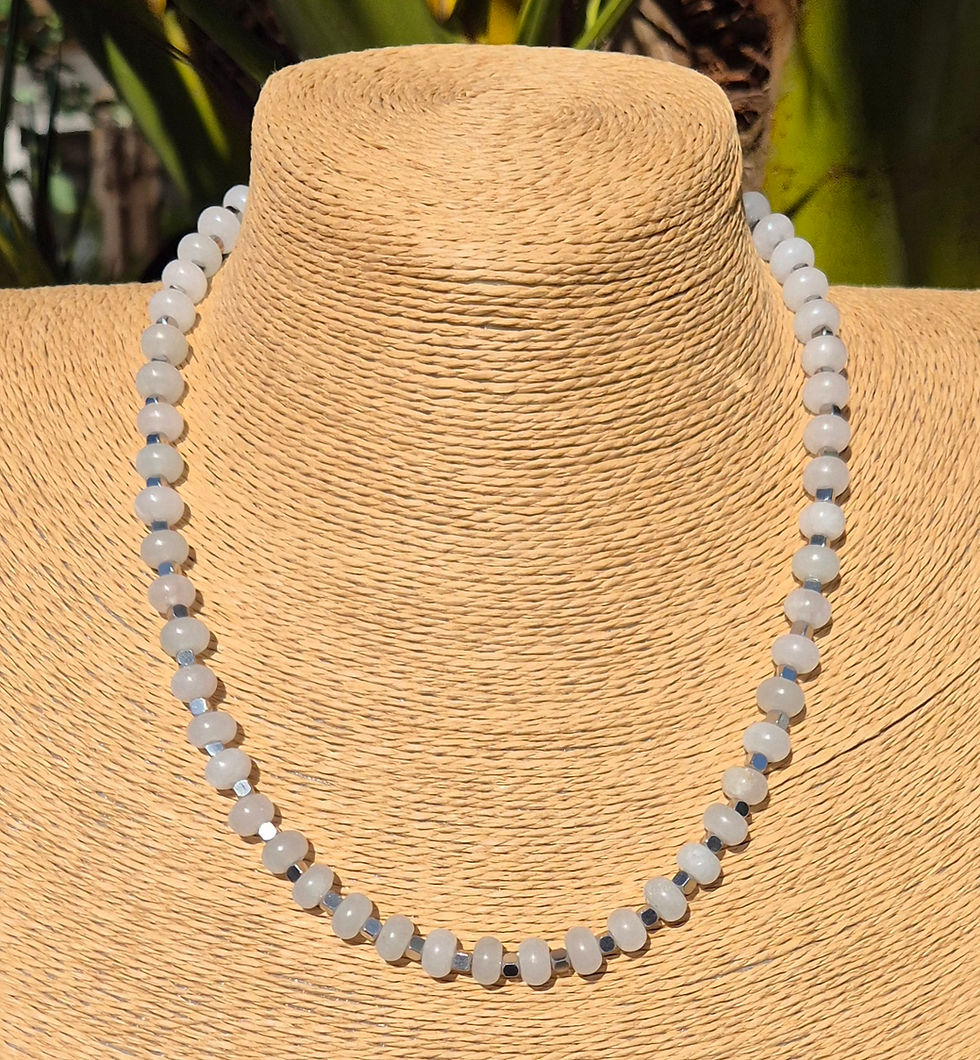 Thumbnail: White Jade Necklace ~ SILVER 