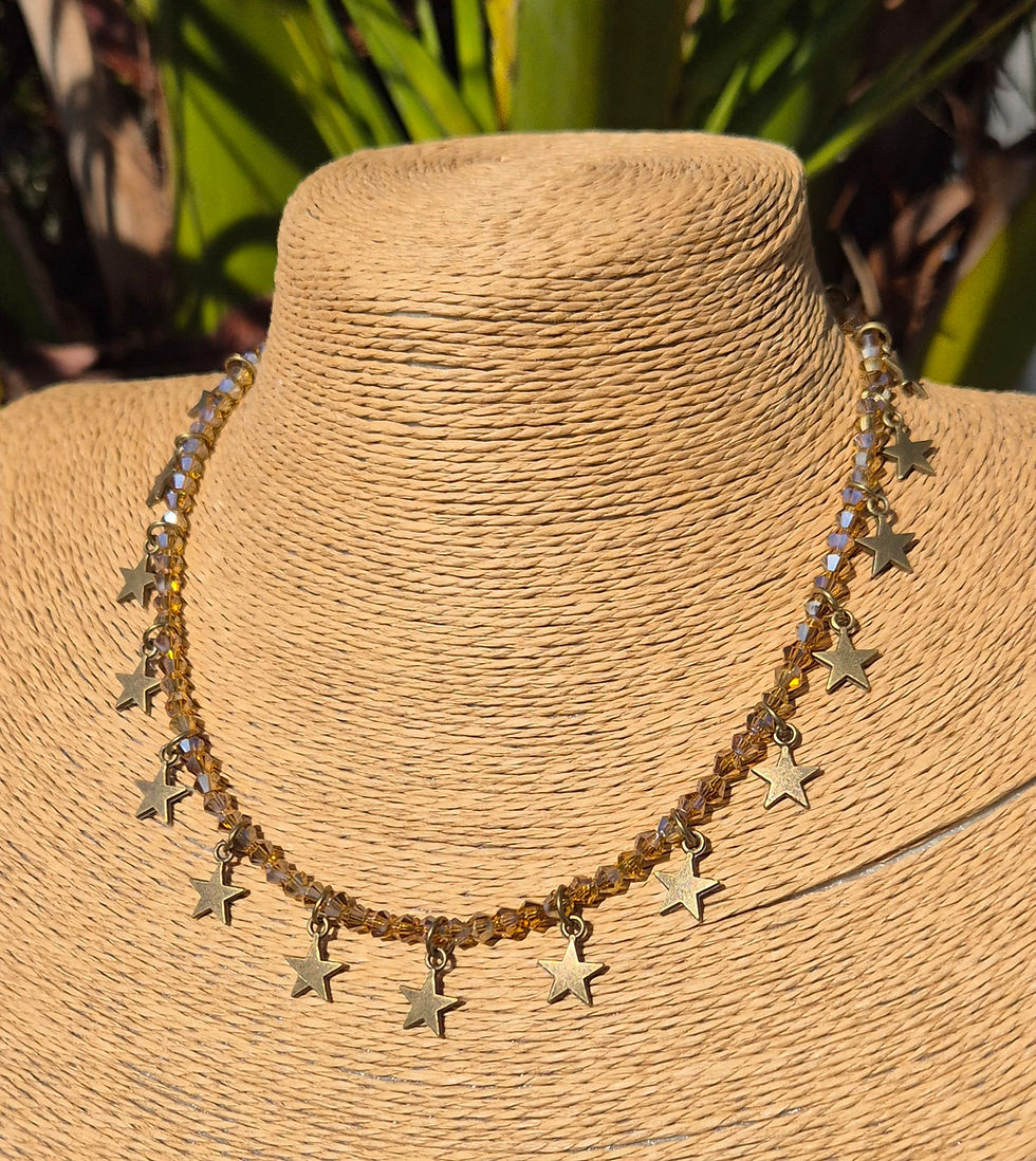 Thumbnail: Glass Crystal Star charm Necklace BRONZE