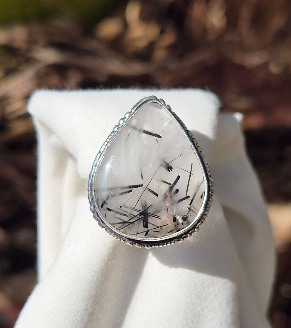 Thumbnail: Tourmaline Quartz Ring Size V 