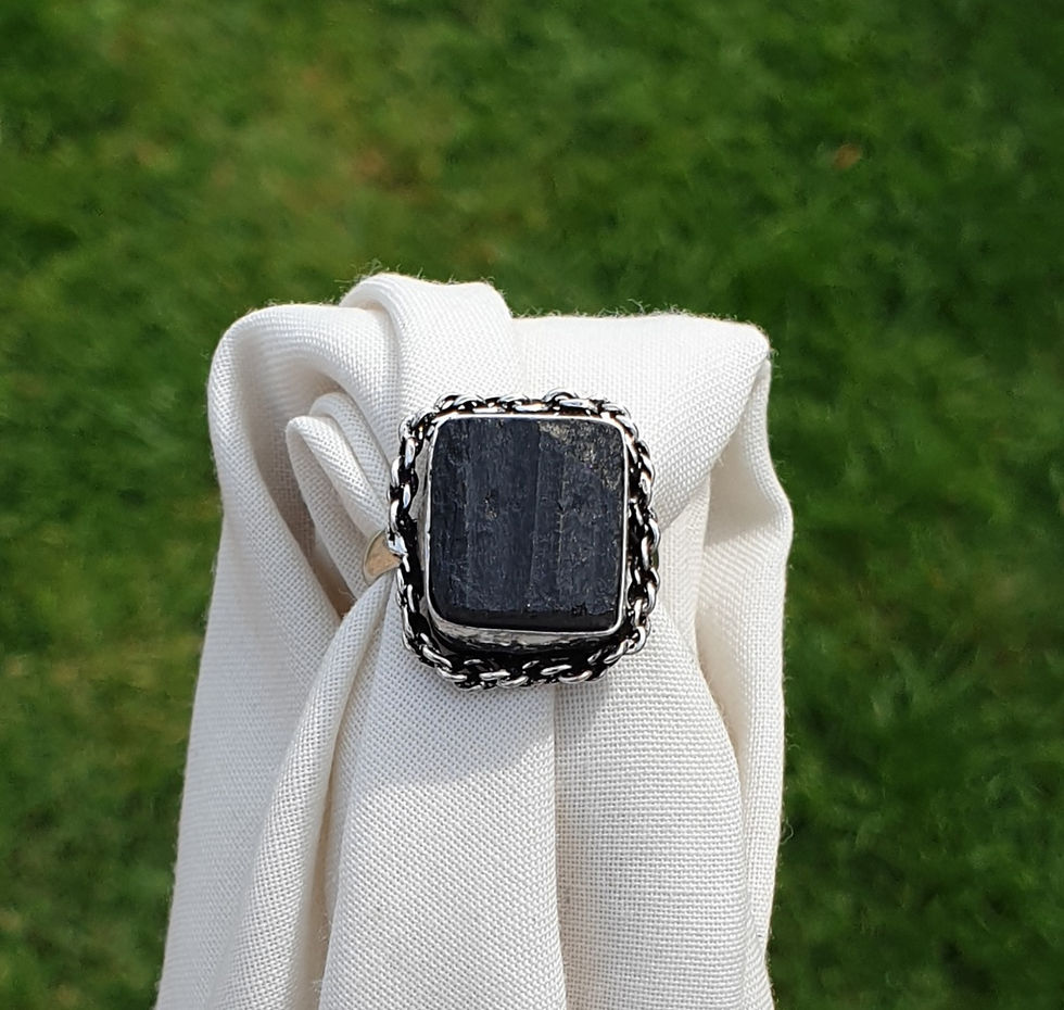 Thumbnail: Black Tourmaline ring size M