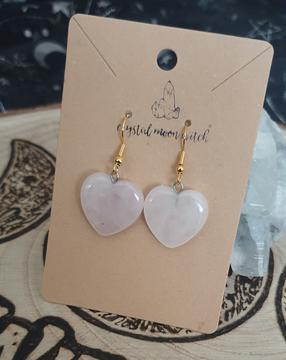 Thumbnail: Rose Quartz heart earings 