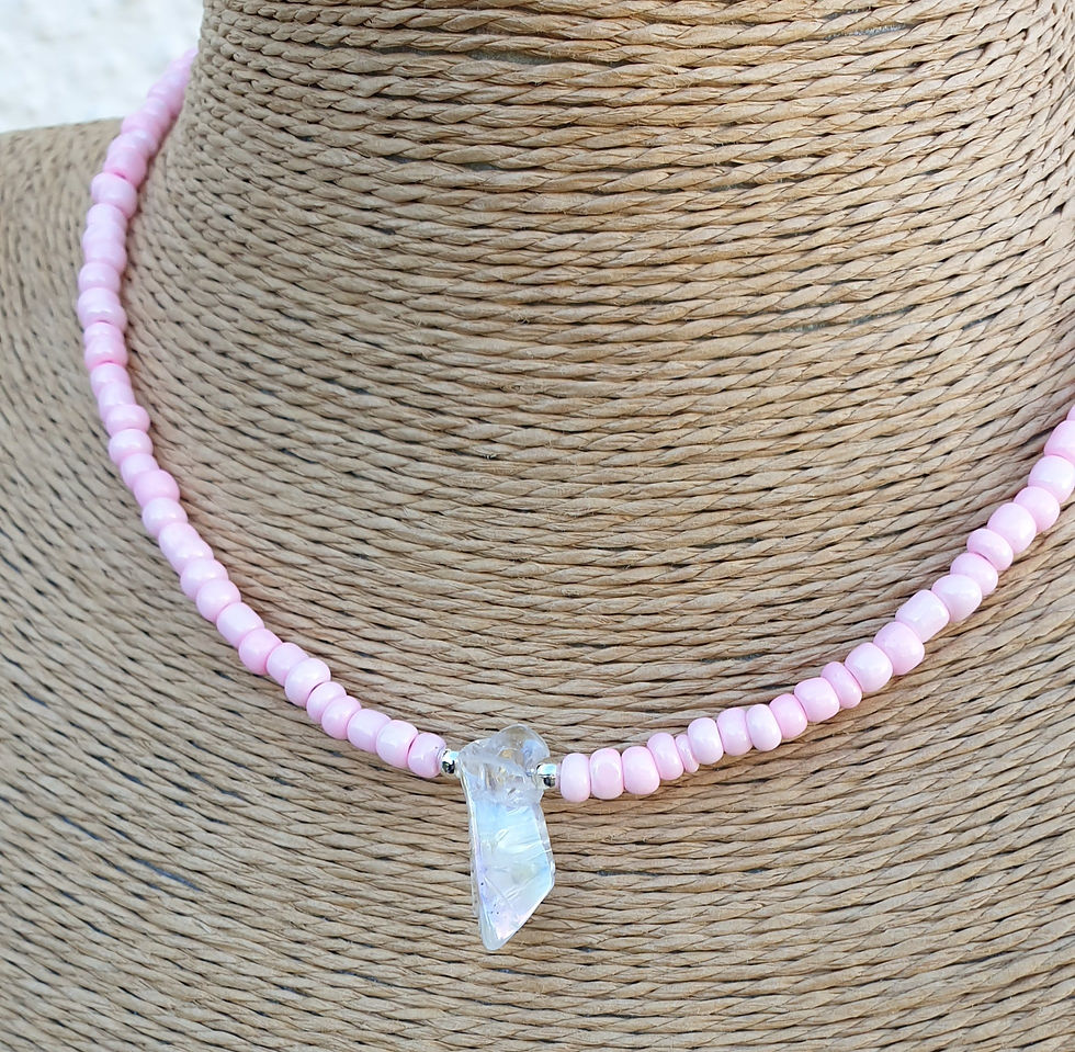 Thumbnail: Angel Aura Quartz necklace LIGHT PINK
