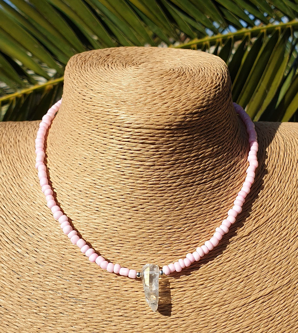 Thumbnail: Angel Aura Quartz necklace LIGHT PINK