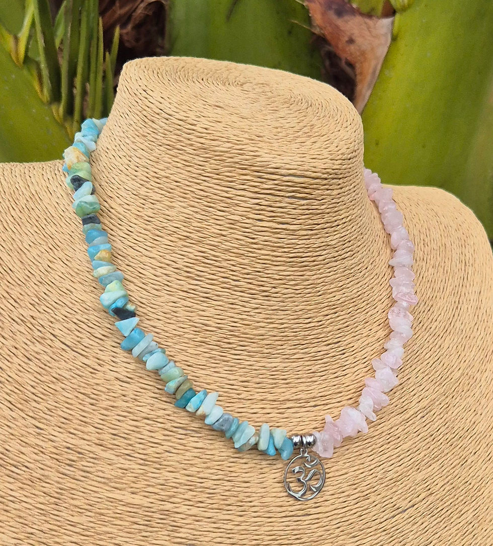 Thumbnail: Rose Quartz and Amazonite OM Necklace 