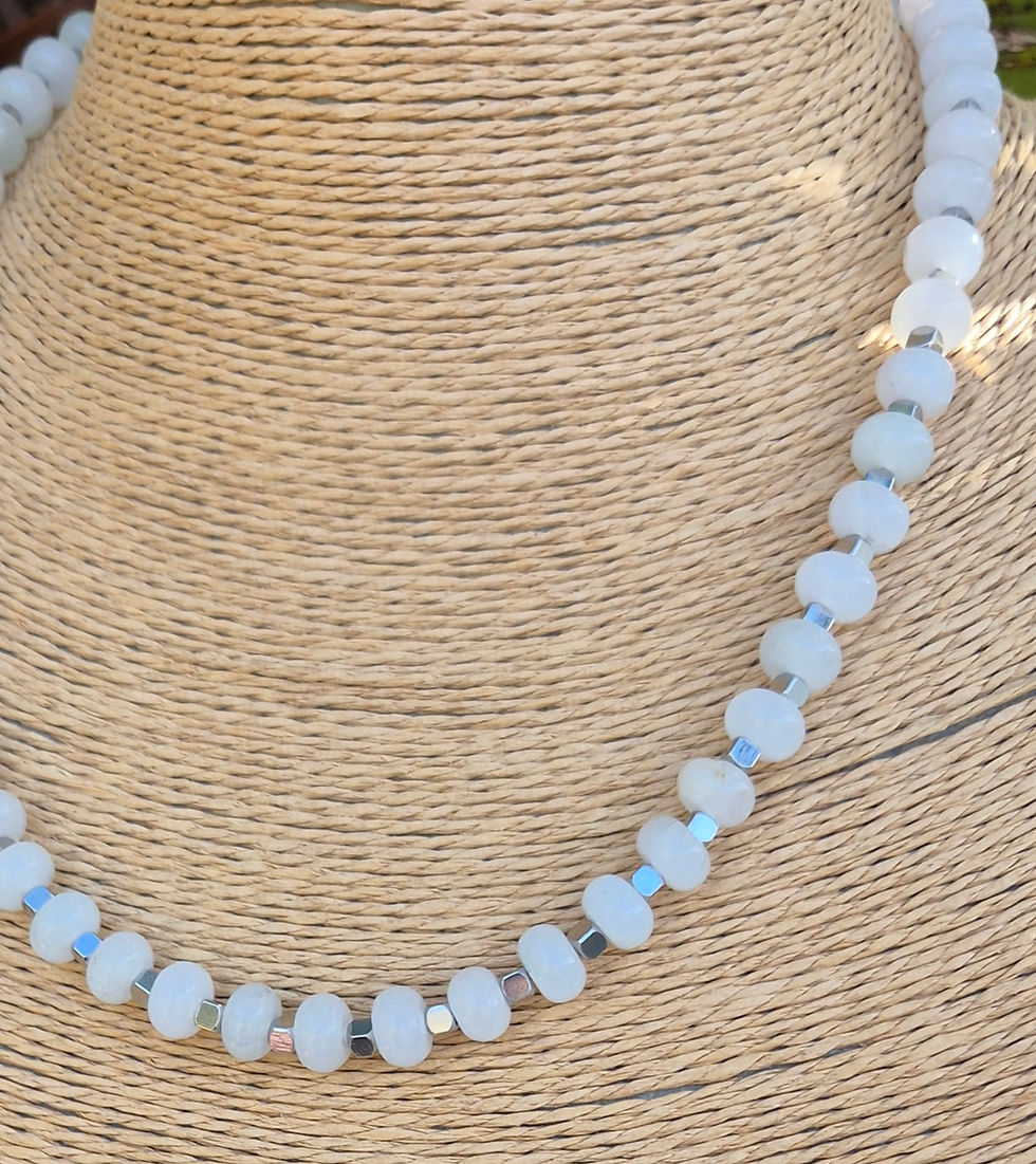 Thumbnail: White Jade Necklace ~ SILVER 