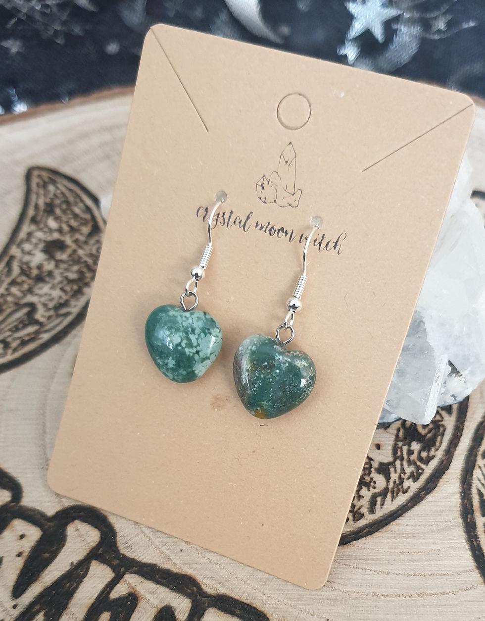 Thumbnail: Moss Agate heart earings 