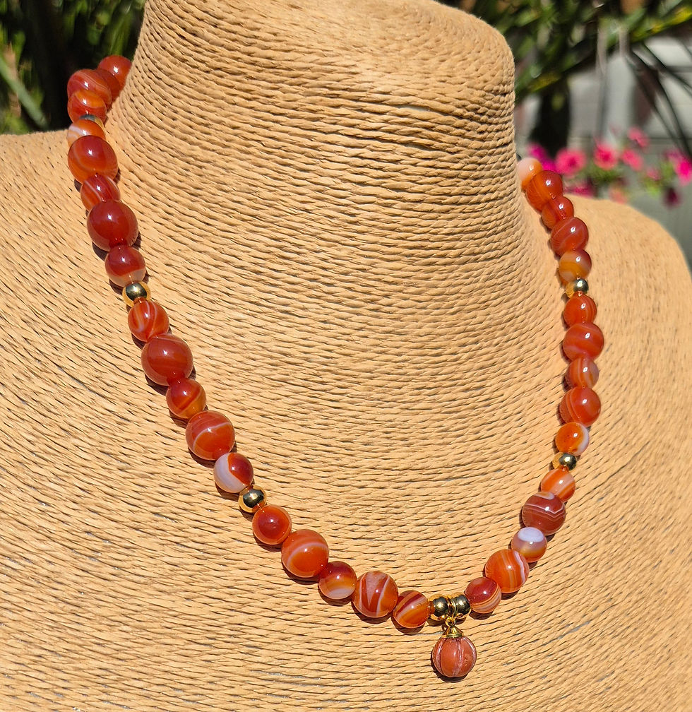 Thumbnail: Carnelian Pumpkin Necklace Halloween 