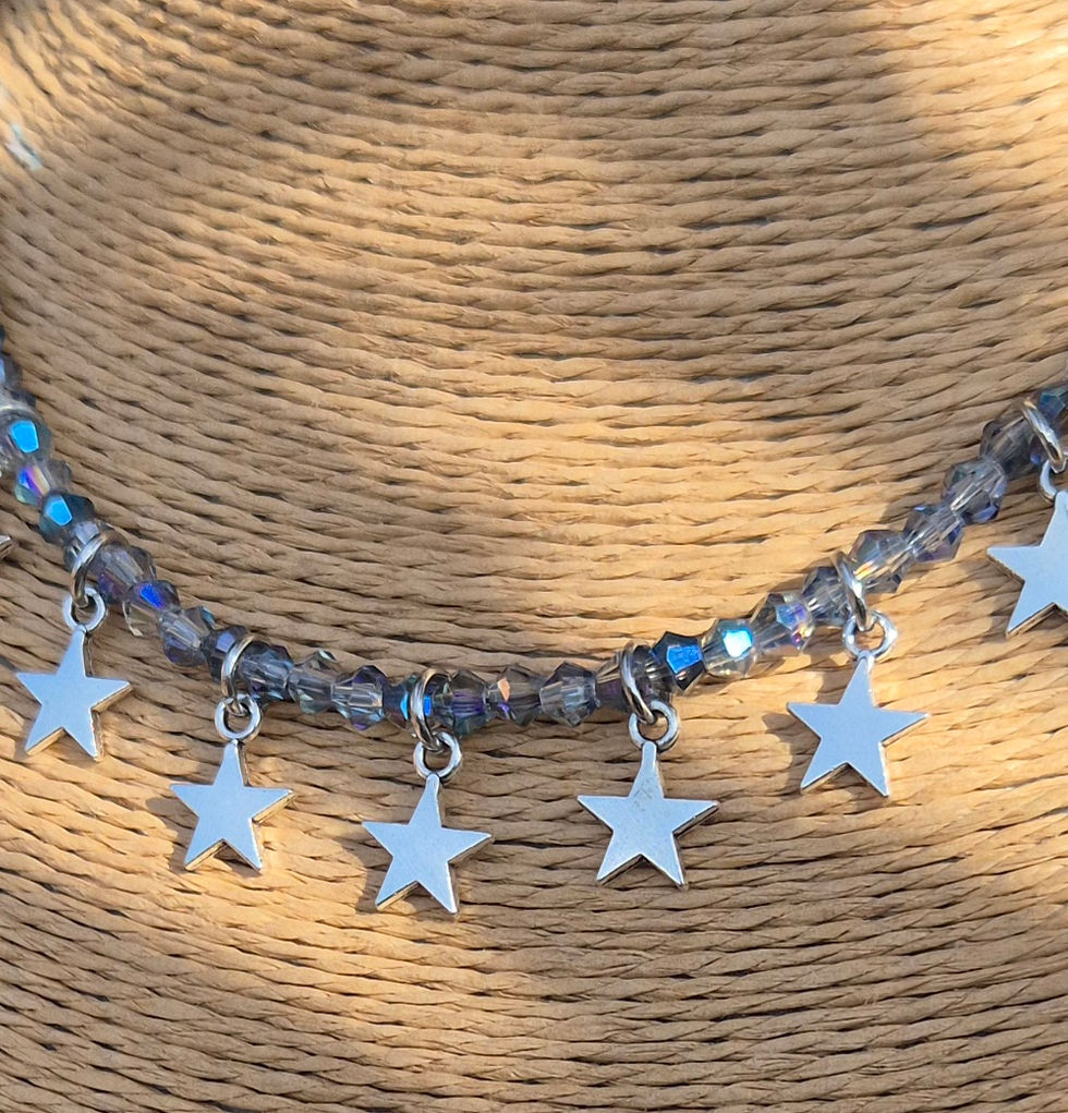 Thumbnail: Glass Crystal Star charm Necklace SILVER 