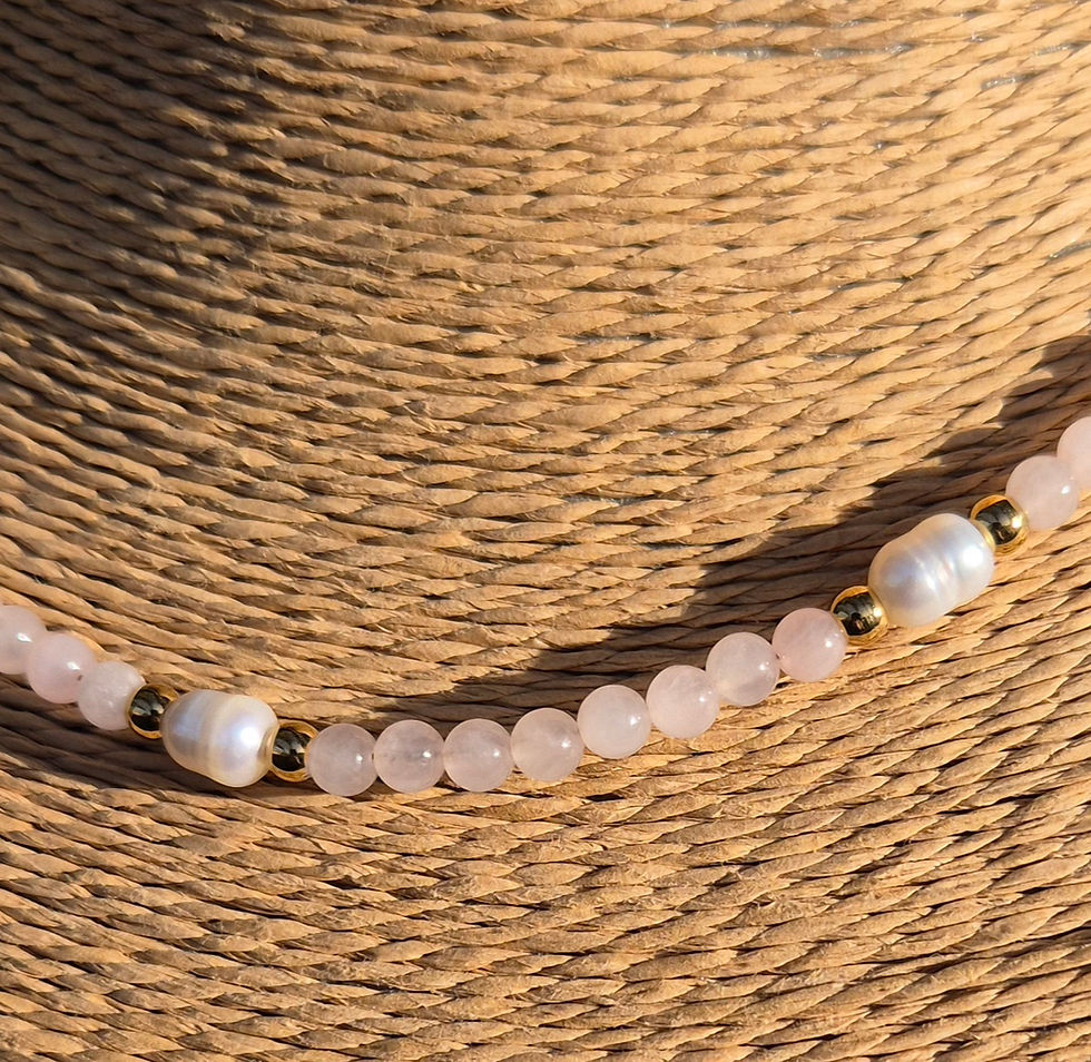 Thumbnail: Rose Quartz Freshwater Pearl Necklace 