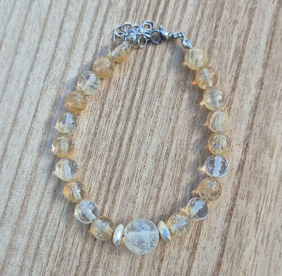 Thumbnail: Citrine Hematite Bracelet ~ SILVER 