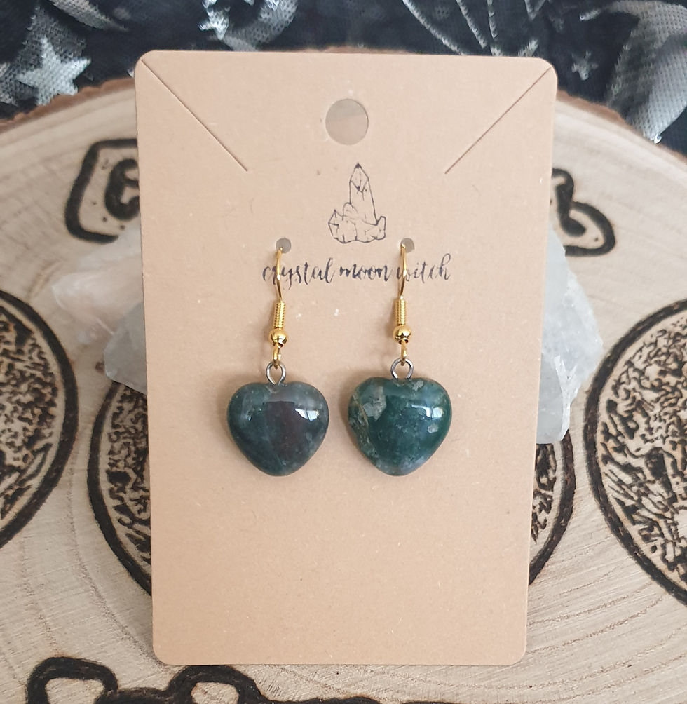 Thumbnail: Moss Agate heart earings 