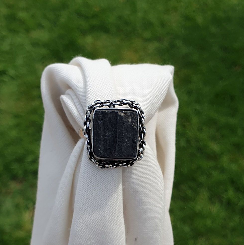 Thumbnail: Black Tourmaline ring size M
